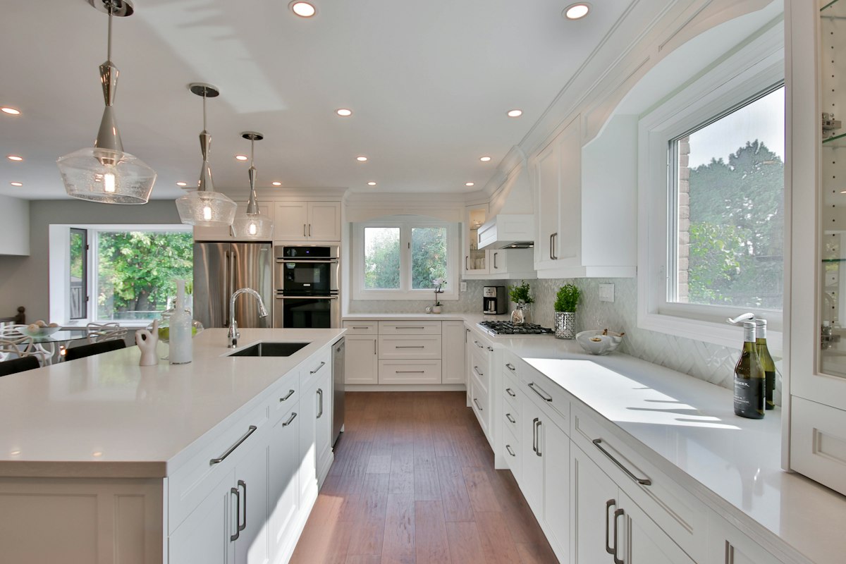 Bright kitchen with white cabinets
